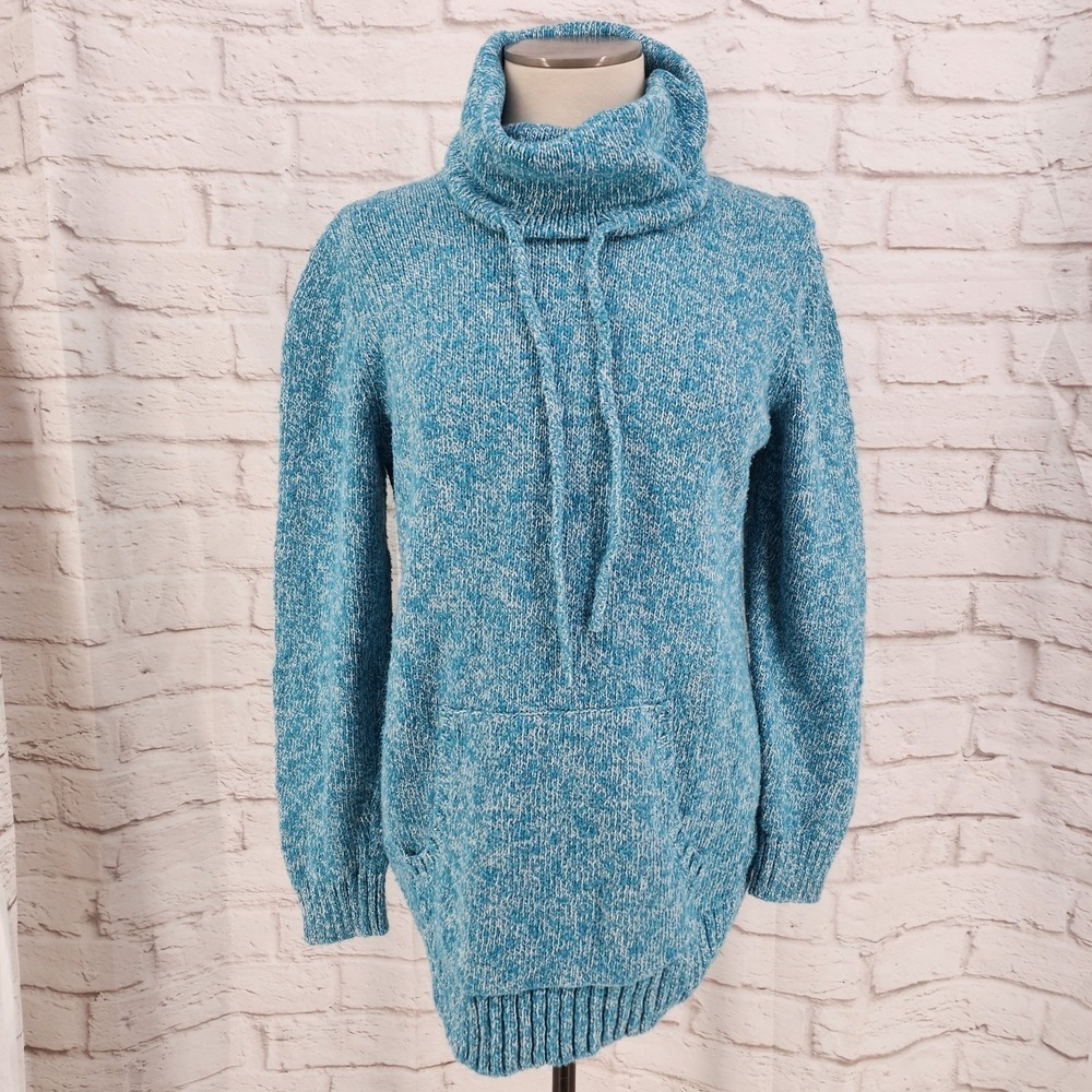 LL‎ Bean Chunky Sweater Turtleneck Outdoors Hiking Travel Kangaroo Pocket Large